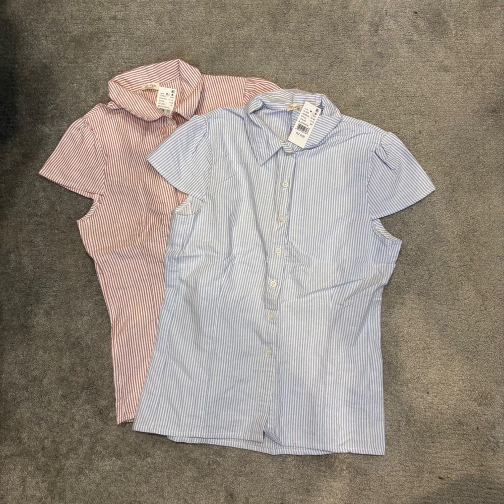 NWT John Galt Brandy Melville Pinstripe Button Down Shirt Bundle Blue Red OS